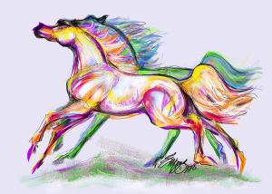 Crayon Bright Horses